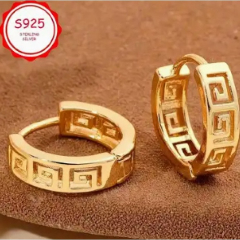 Elegant S925 Gold Sterling Silver Hoop Earrings NIP
